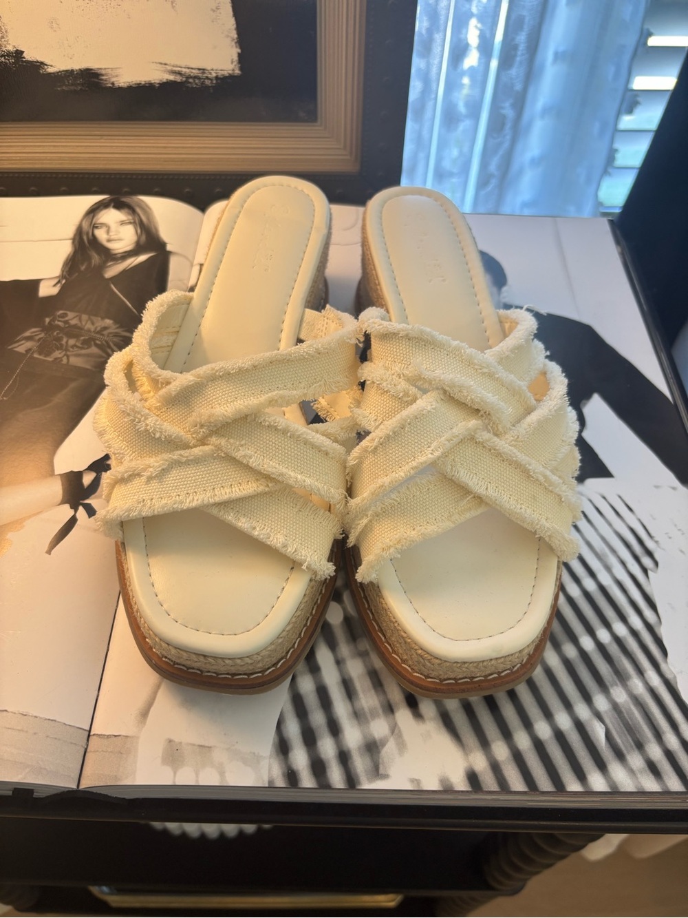 White Braided Platform Slide Sandals for Women Splendid